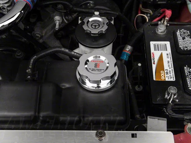 SpeedForm Modern Billet Radiator Cap Cover; Chrome (96-04 Mustang GT, Cobra)