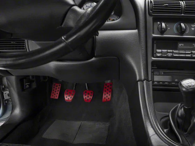 SpeedForm Modern Billet Bullitt Style Pedal Covers; Red (94-04 Mustang w/ Manual Transmission)