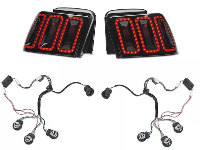 Raxiom Icon LED Tail Lights and Sequential Tail Light Kit; Black Housing; Smoked Lens