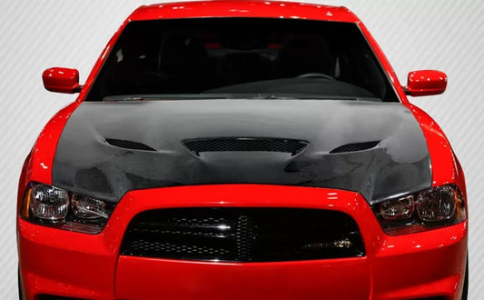2011-2014 Dodge Charger Carbon Creations DriTech Hellcat Look Hood - 1 Piece